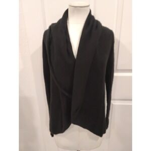 REPEAT Cashmere Easy Knit Black‎ Drape Front Cardigan Sweater Women's Size S